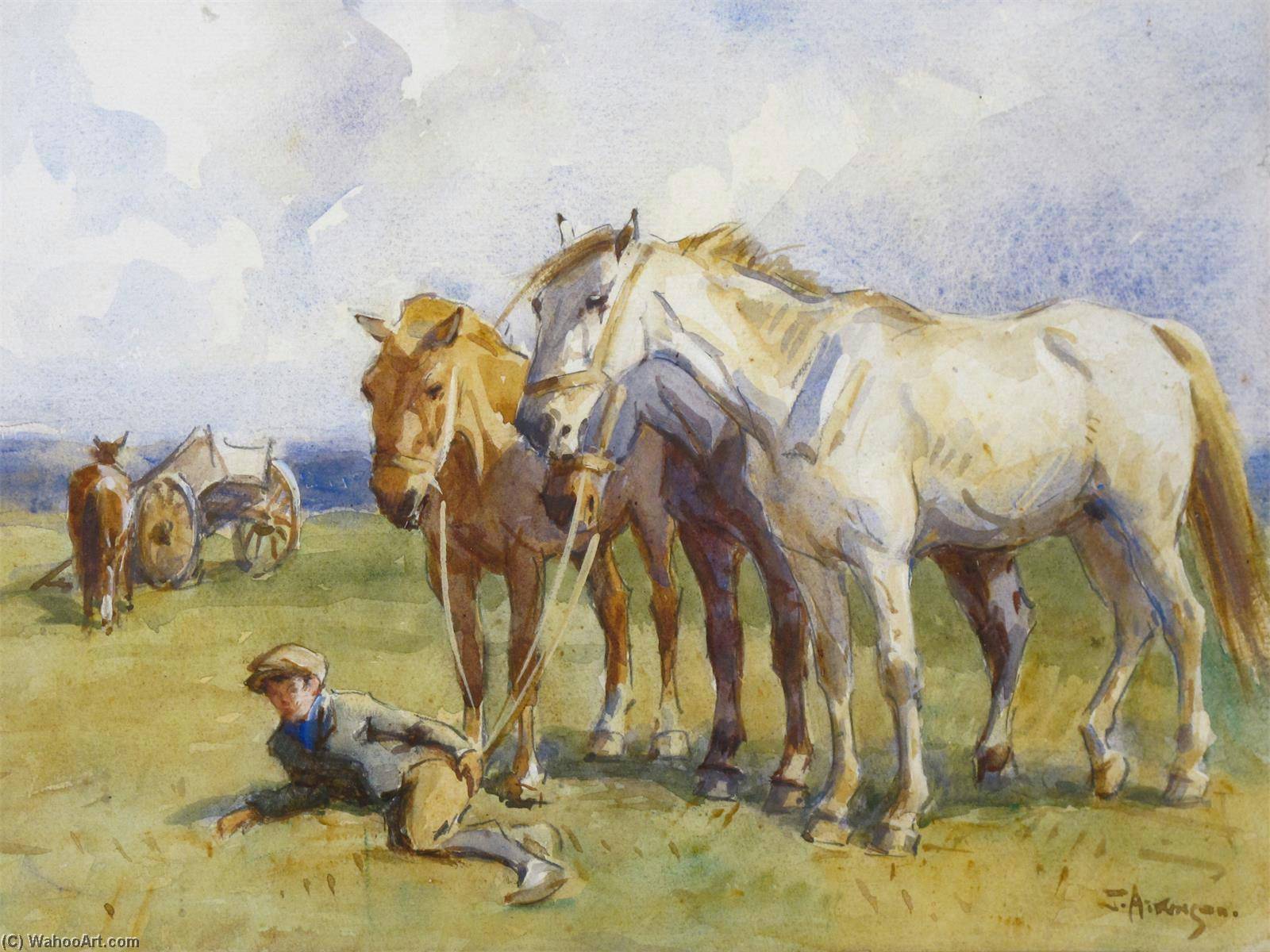 Horses And Groom Resting — John Atkinson Ii