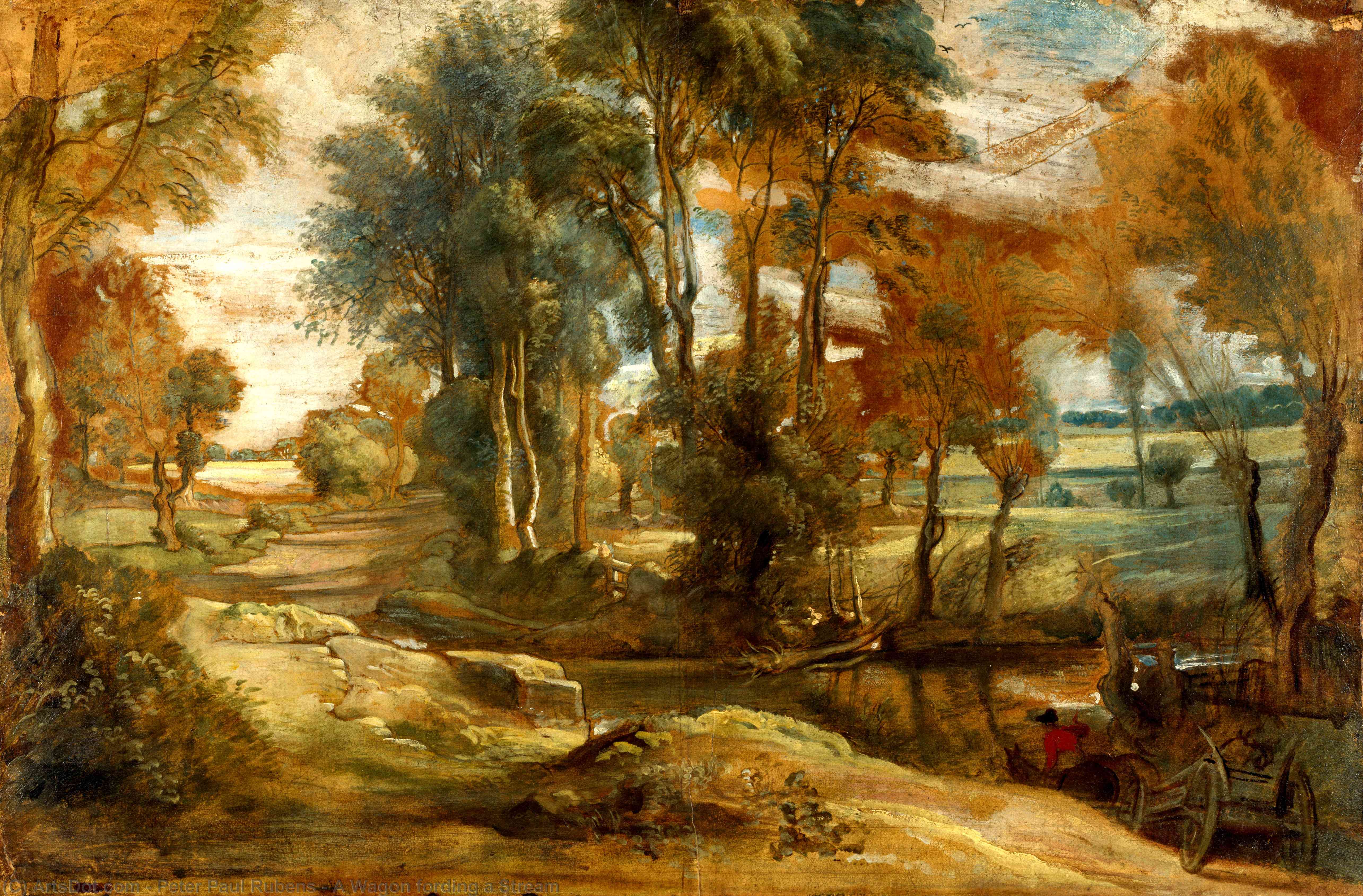 Ein Wagen Durchquert Einen Bach — Peter Paul Rubens