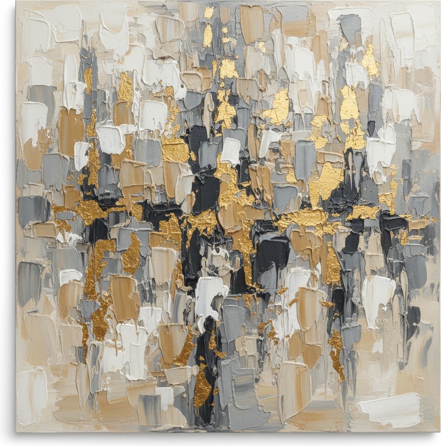 Fragmented Monolith In Gilded Neutrals: A Sculptural Study Of Ordered Chaos — David Moreau