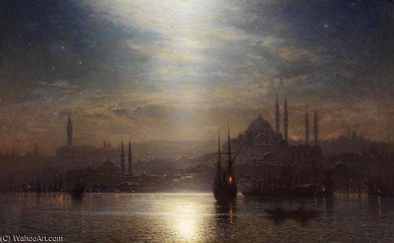 Blick Über Den Bosporus Auf Konstantinopel Bei Nacht — Ernst Carl Eugen Koerner