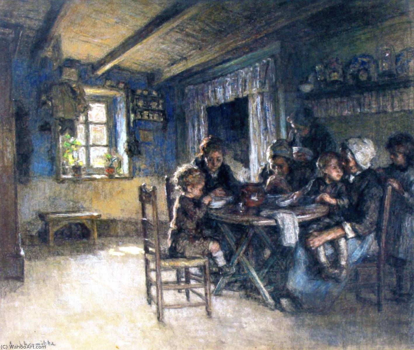 Family Meal In Wissant — Léon Augustin L'hermitte