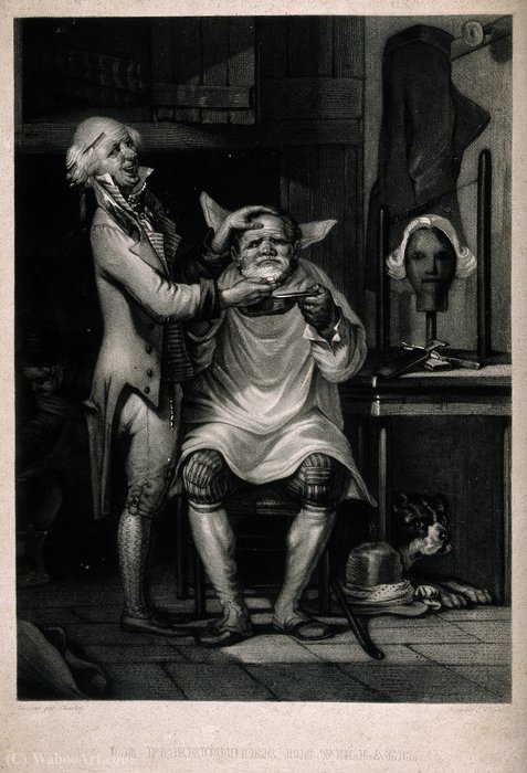 A Village Barber Shaving A Man — Nicolas Toussaint Charlet