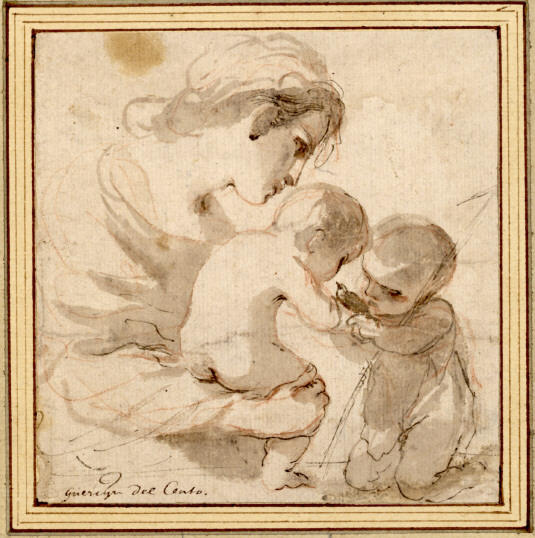 Mary With The Child Jesus And John The Baptist — Guercino