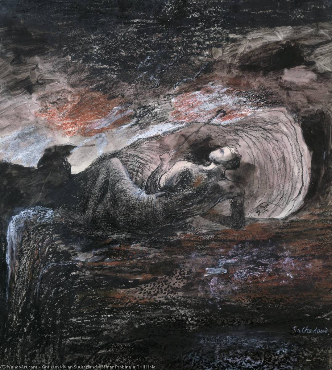 Miner Probing A Drill Hole — Graham Vivian Sutherland