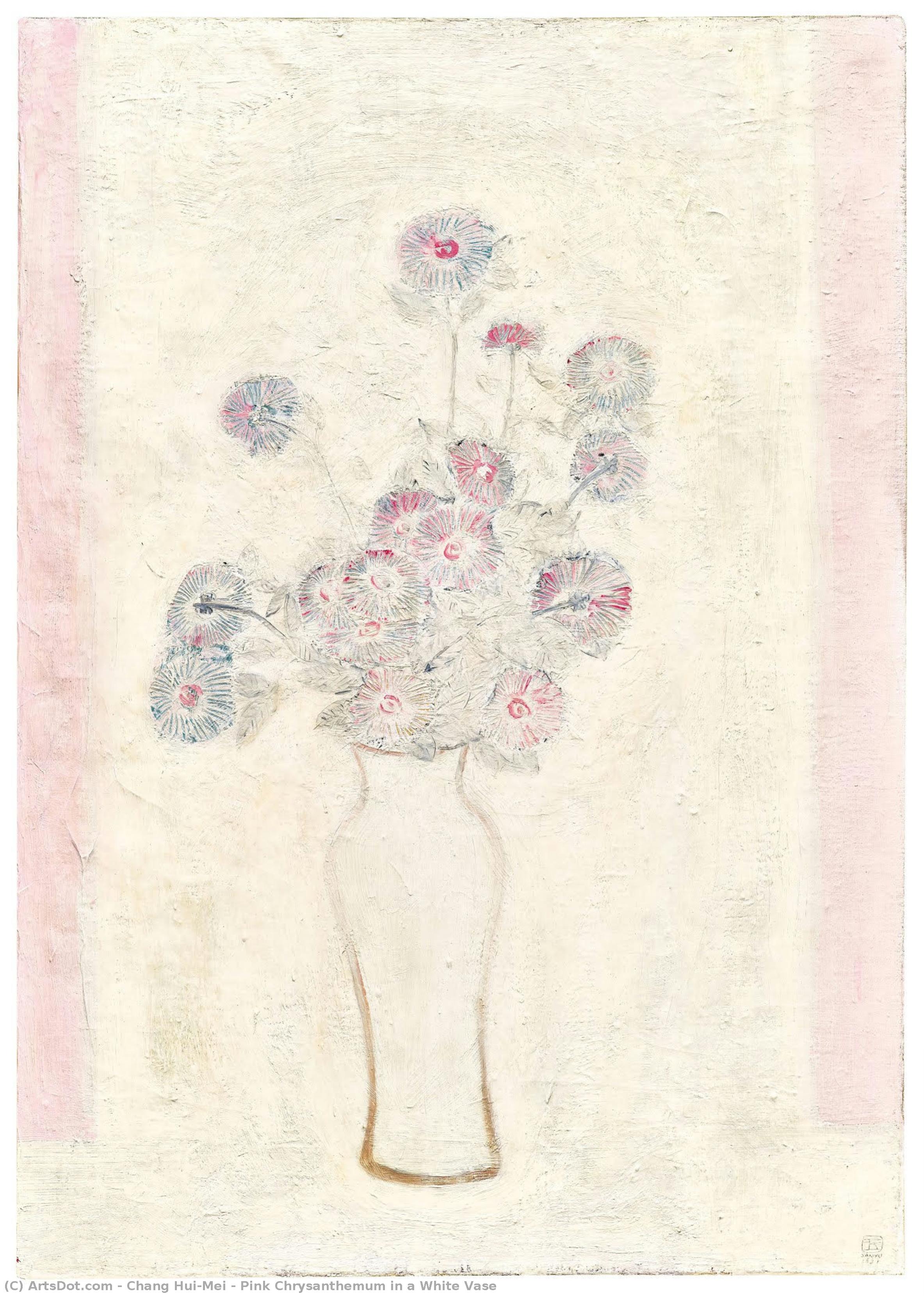 Pink Chrysanthemum In A White Vase — Chang Hui-mei