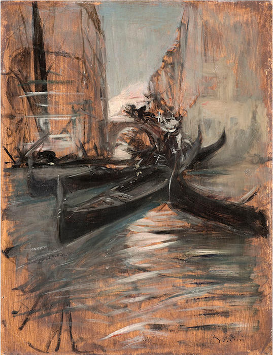 Canale A Venezia Con Gondole — Giovanni Boldini