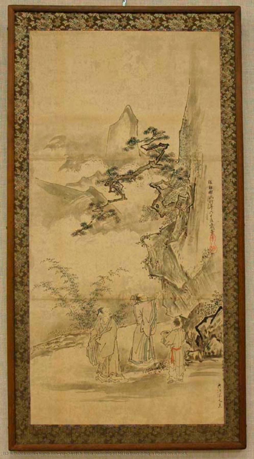 Sketch For A Painting Of Mi Fu Inscribing A Poem On A Rock — Kanō Tan'yū