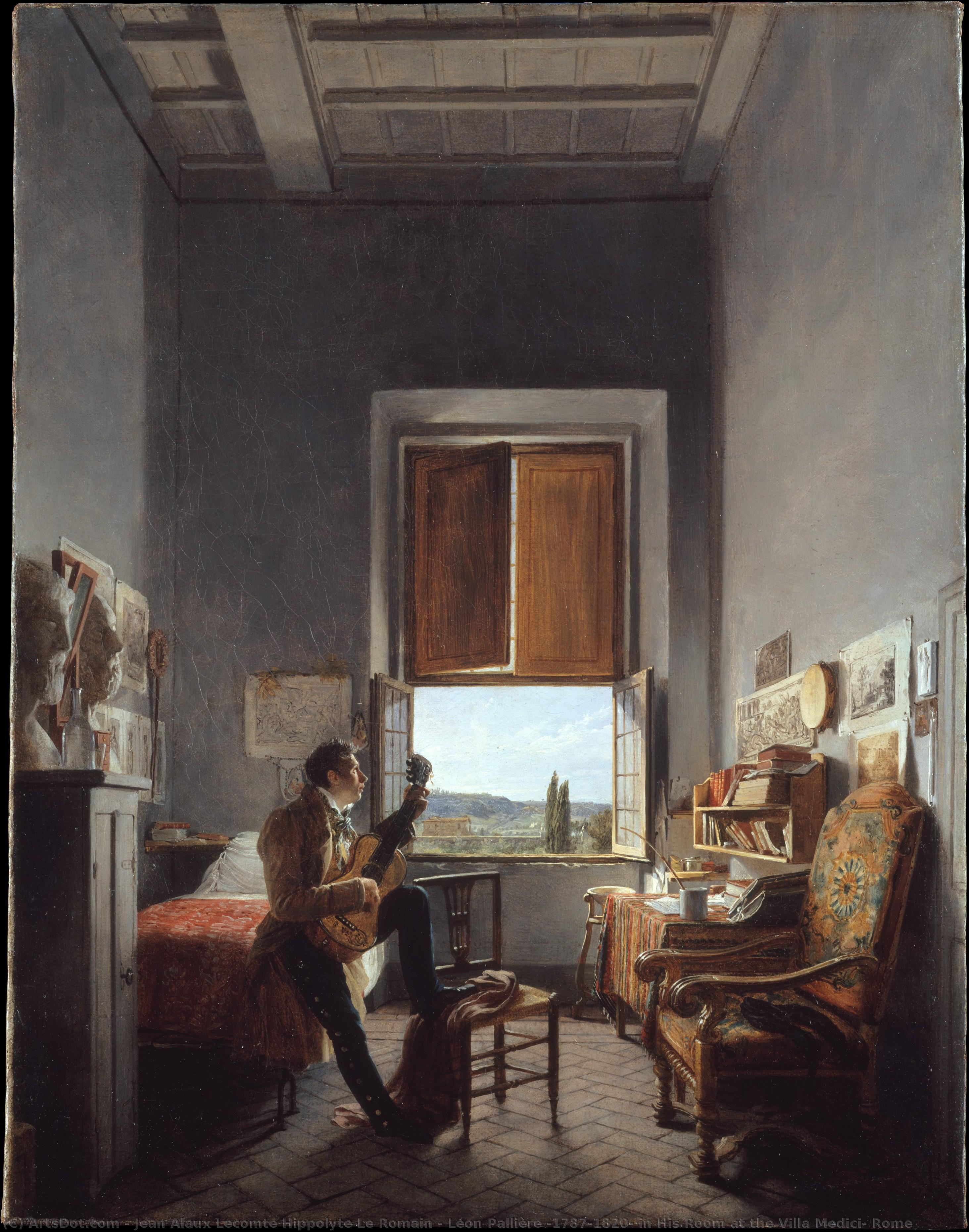 Léon Pallière (1787–1820) In His Room At The Villa Medici, Rome — Jean Alaux Lecomte Hippolyte Le Romain