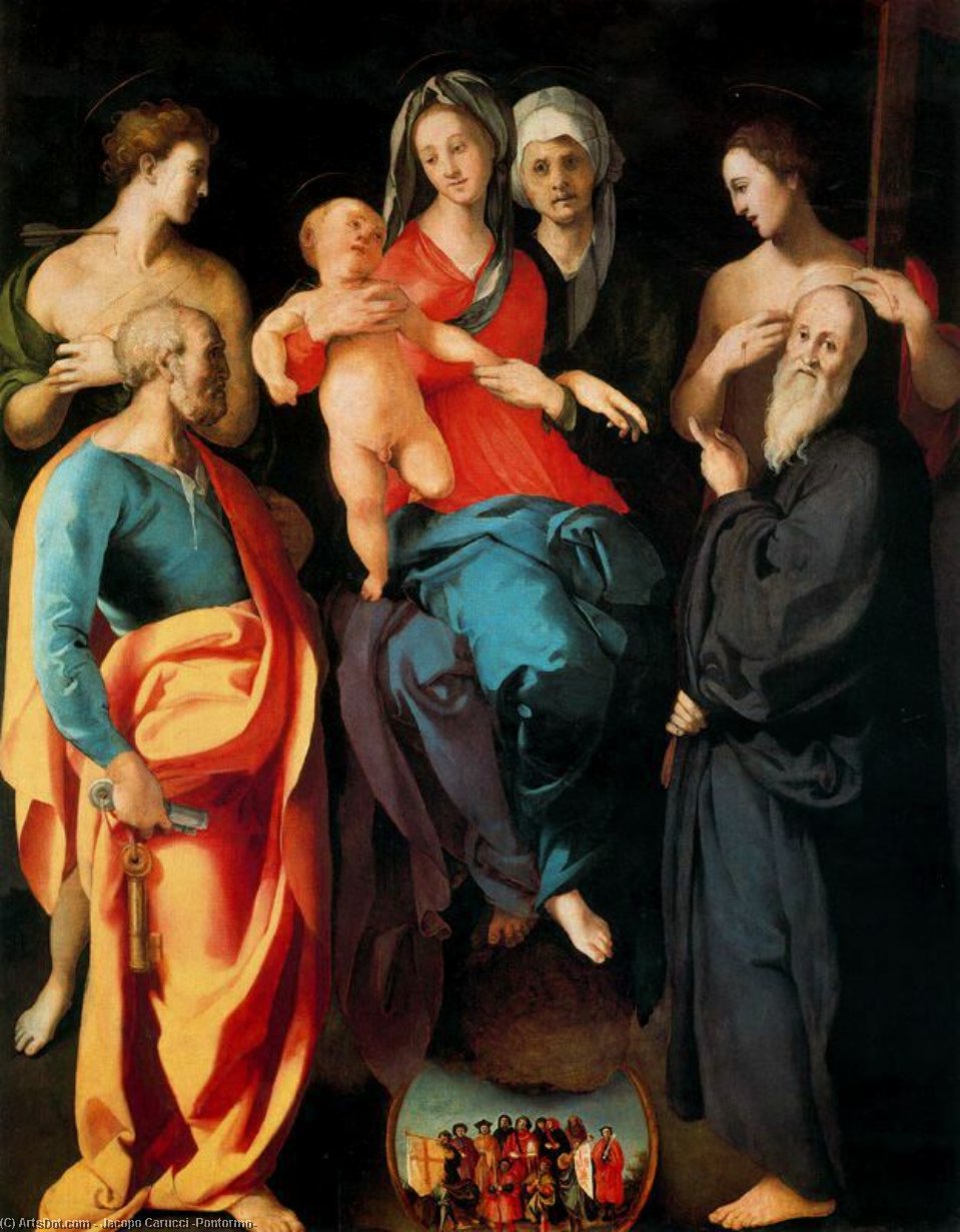 Madonna And Child With St. Anne And The Saints, Sebastian, Peter, Benedict — Jacopo Carucci