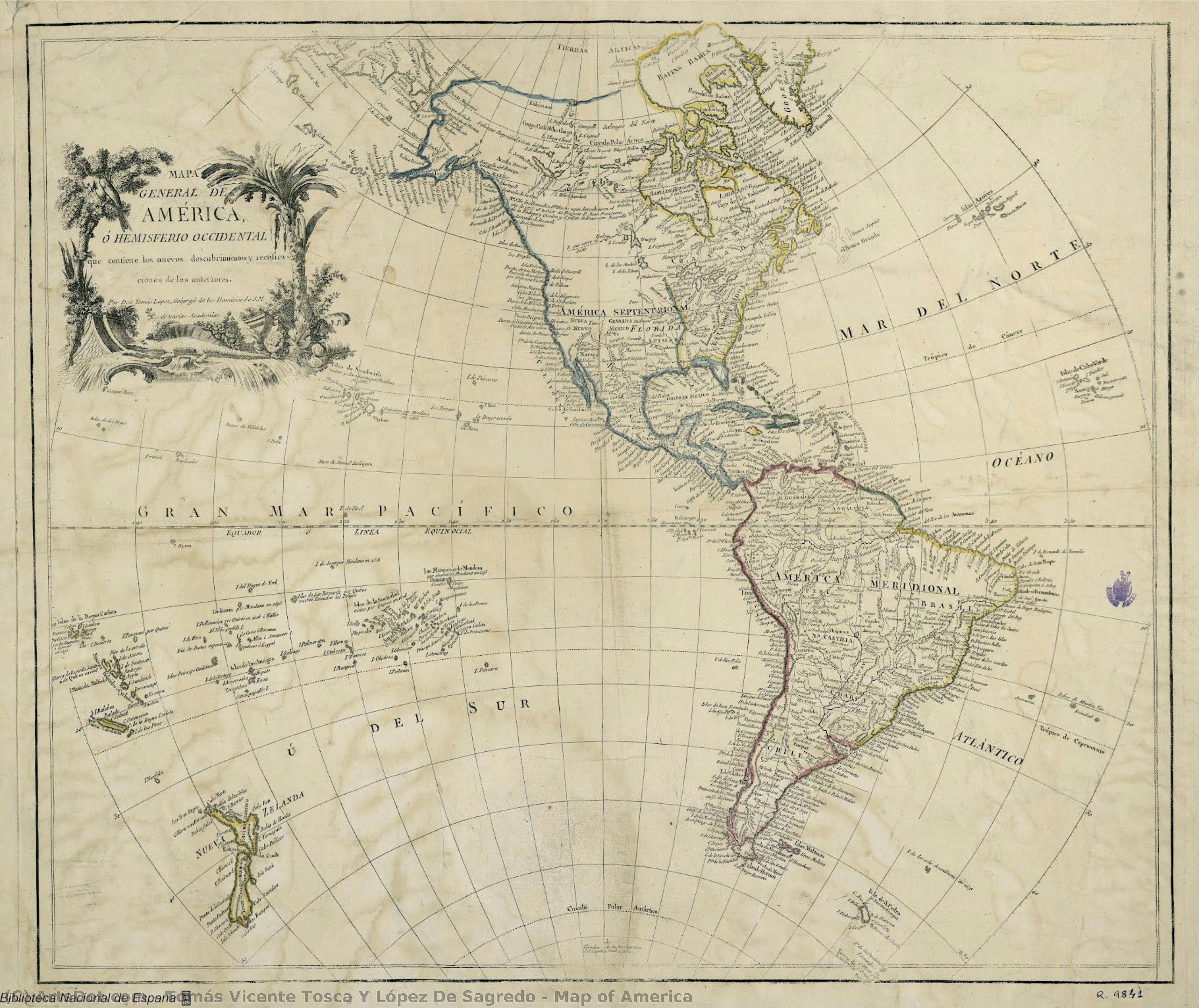 Map Of America — Tomás Vicente Tosca Y López De Sagredo
