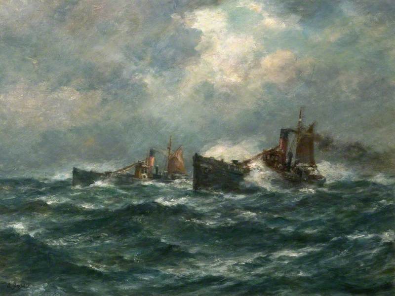 Trawlers Running Home In A Gale — Bernard Finnigan Gribble