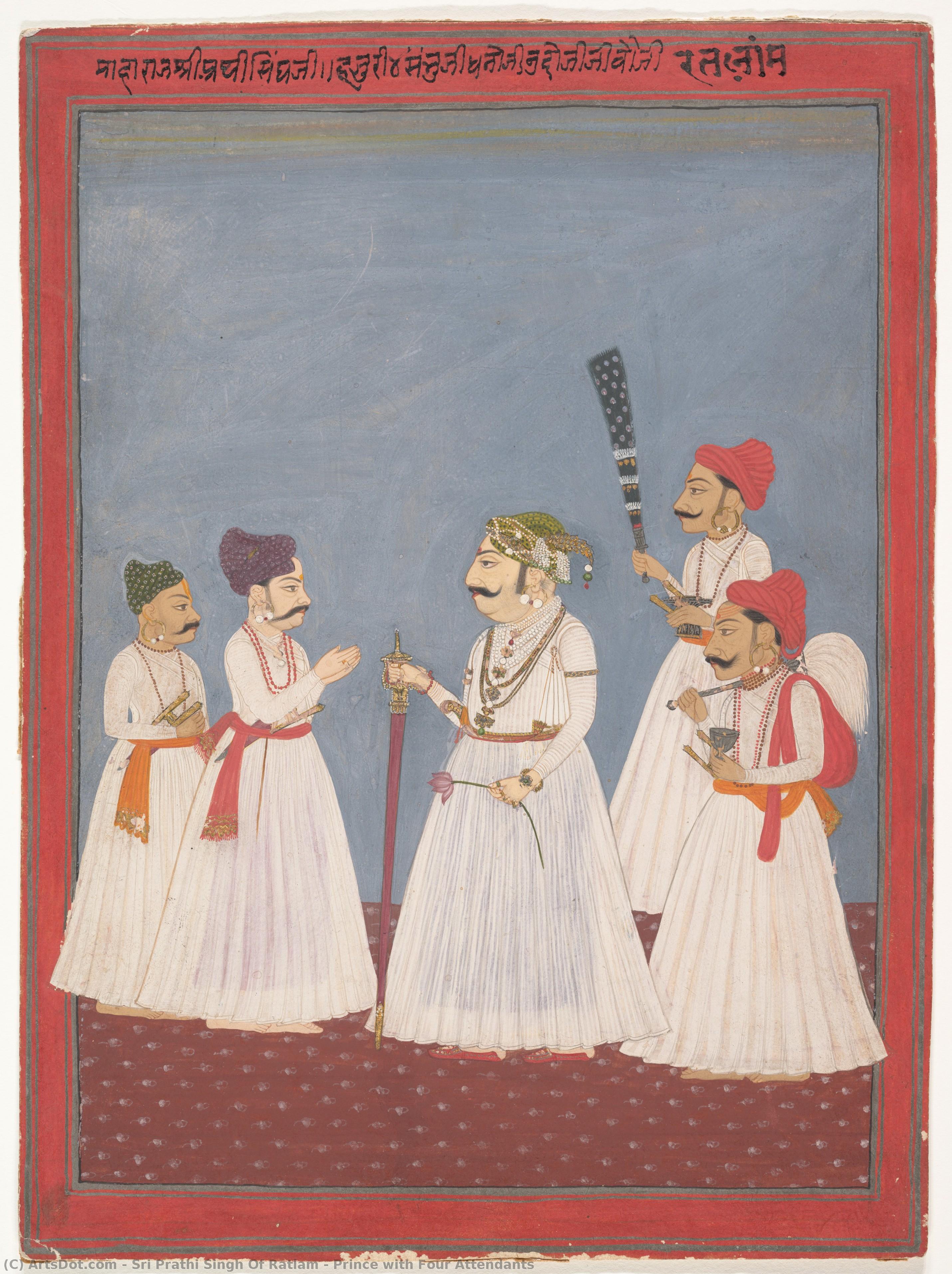 Prince With Four Attendants — Sri Prathi Singh Of Ratlam