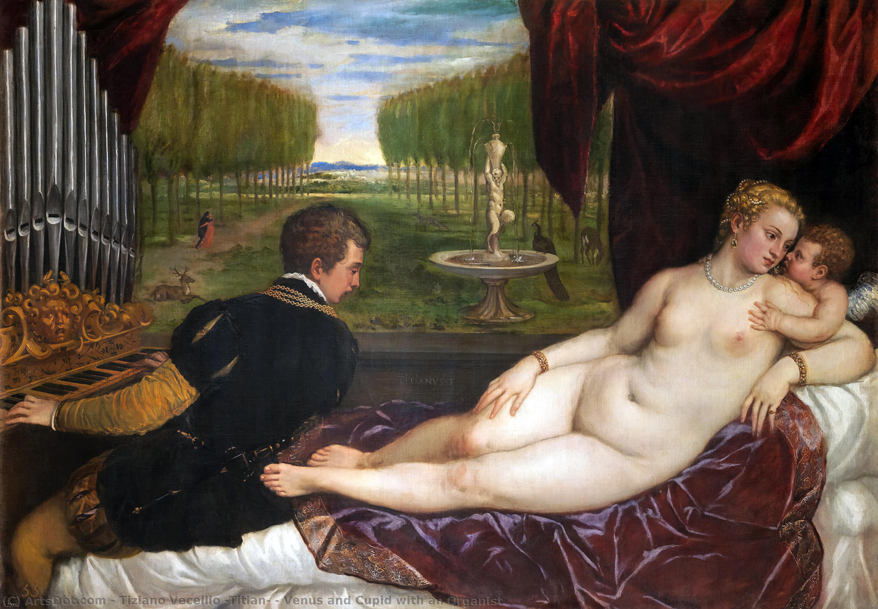 Venus And Cupid With An Organist — Titian