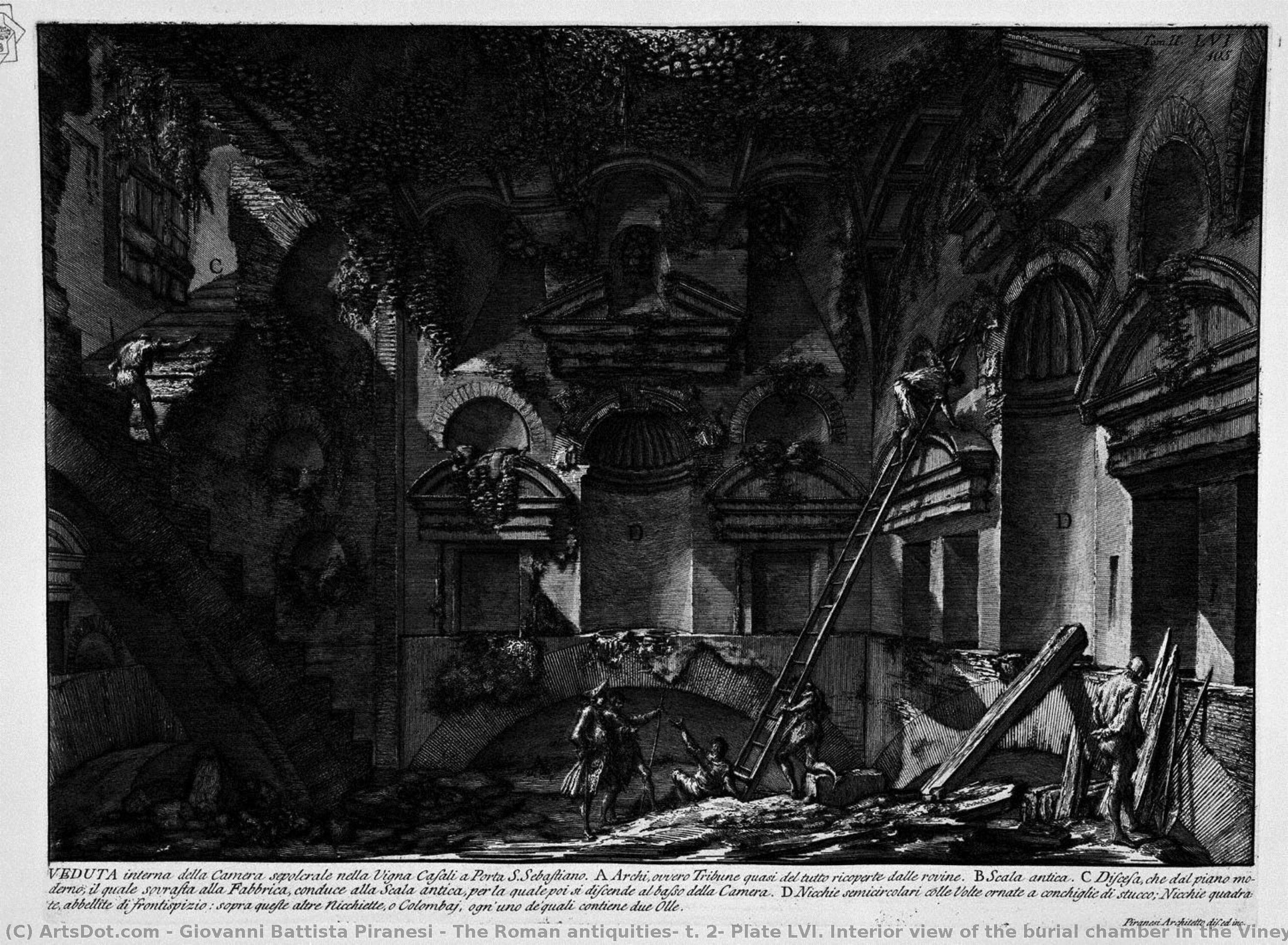 The Roman Antiquities, T. 2, Plate Lvi. Interior View Of The Burial Chamber In The Vineyard Gate S. Casali Sebastiano. — Giovanni Battista Piranesi