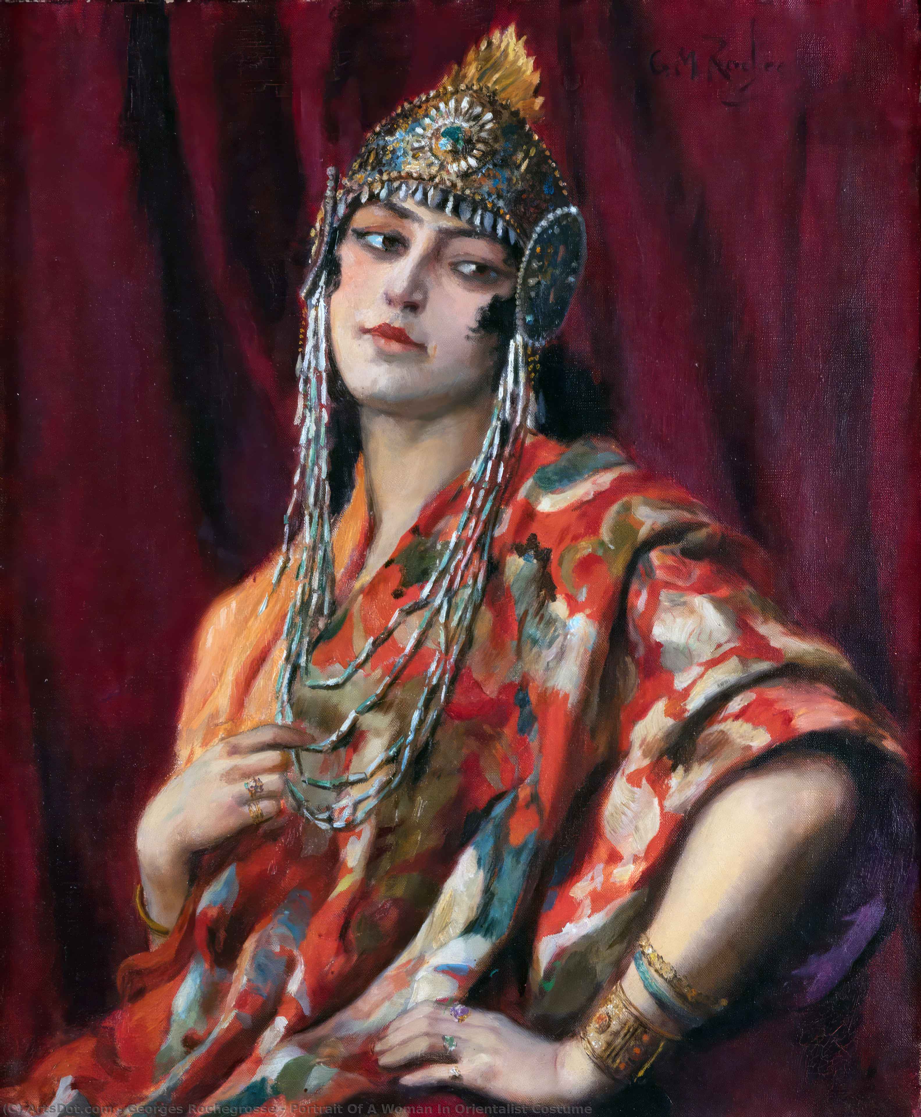 Portrait Of A Woman In Orientalist Costume — Жорж Антоан Рошегрос