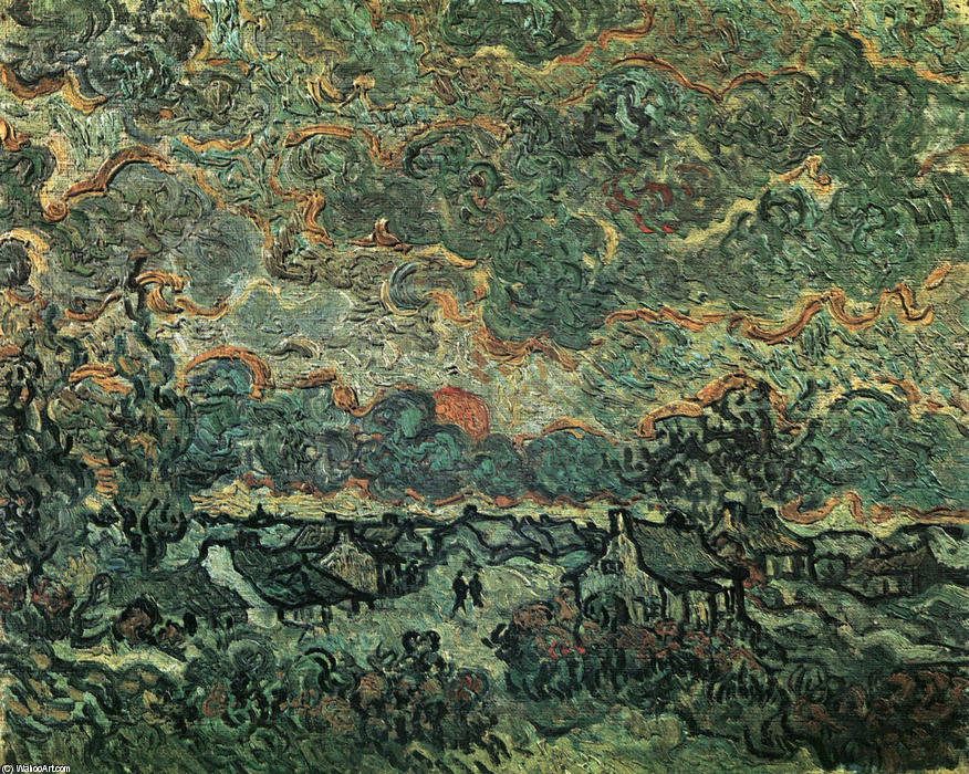 Cottages Y Cypres: Reminiscencia Del Norte — Vincent Willem Van Gogh