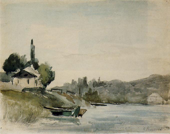 The Banks Of The Marne At Cennevieres — Camille Pissarro