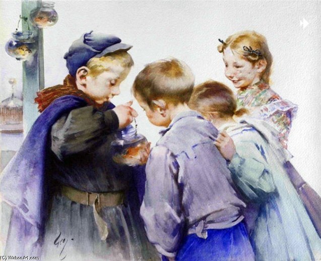 Children With Fish — Henri Jules Jean Geoffroy Dit Geo