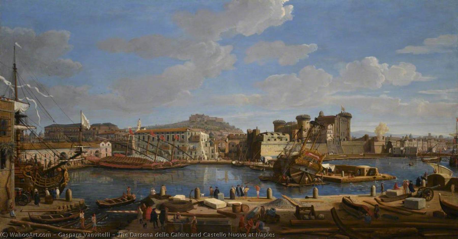 The Darsena Delle Galere And Castello Nuovo At Naples — Gaspare Vanvitelli