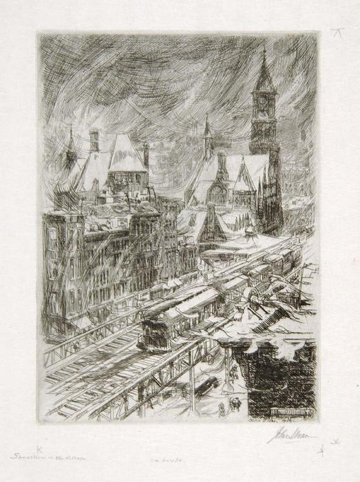Snowstorm In The Village — John French Sloan