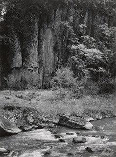The Muro River With The Figure Of Miroku Carved In The Cliff (spring) — Ken Domon