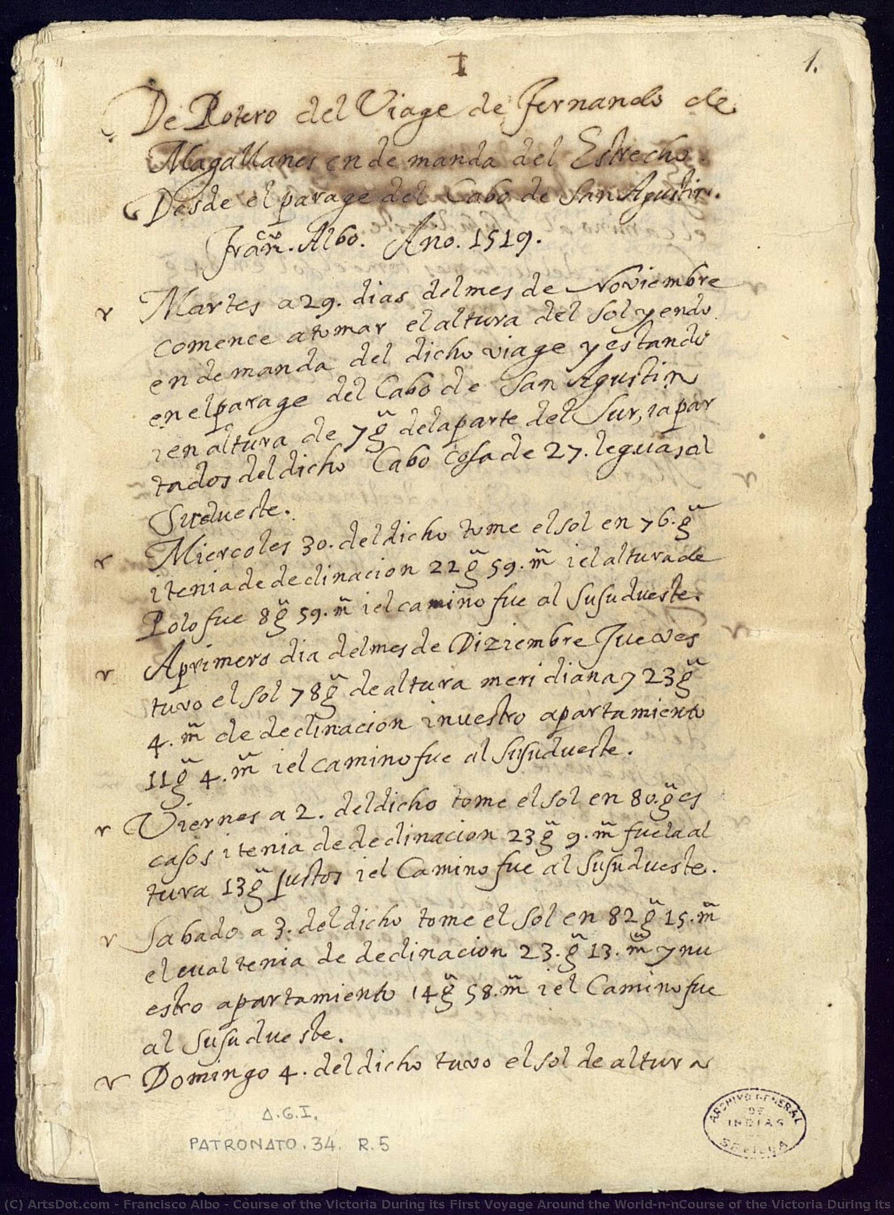 Course Of The Victoria During Its First Voyage Around The World\n\ncourse Of The Victoria During Its First Voyage Around The World — Francisco Albo