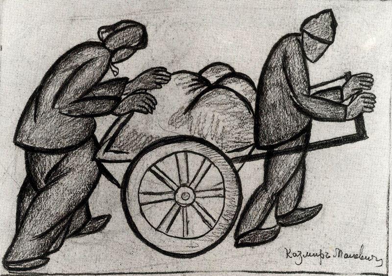 Two Men Pulling A Handcart — Kazimir Malevich