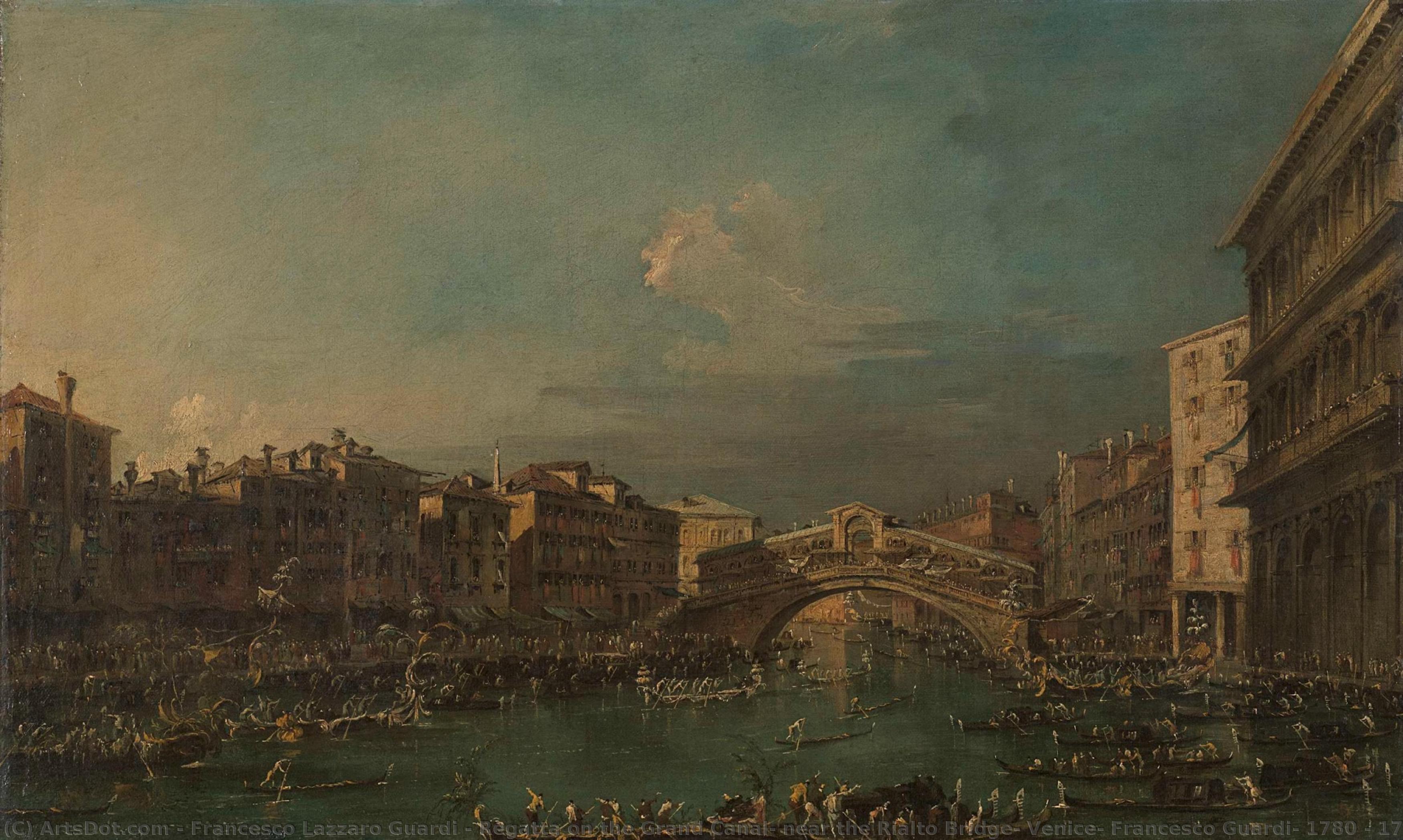 Regatta On The Grand Canal, Near The Rialto Bridge, Venice, Francesco Guardi, 1780 - 1793 — Francesco Lazzaro Guardi