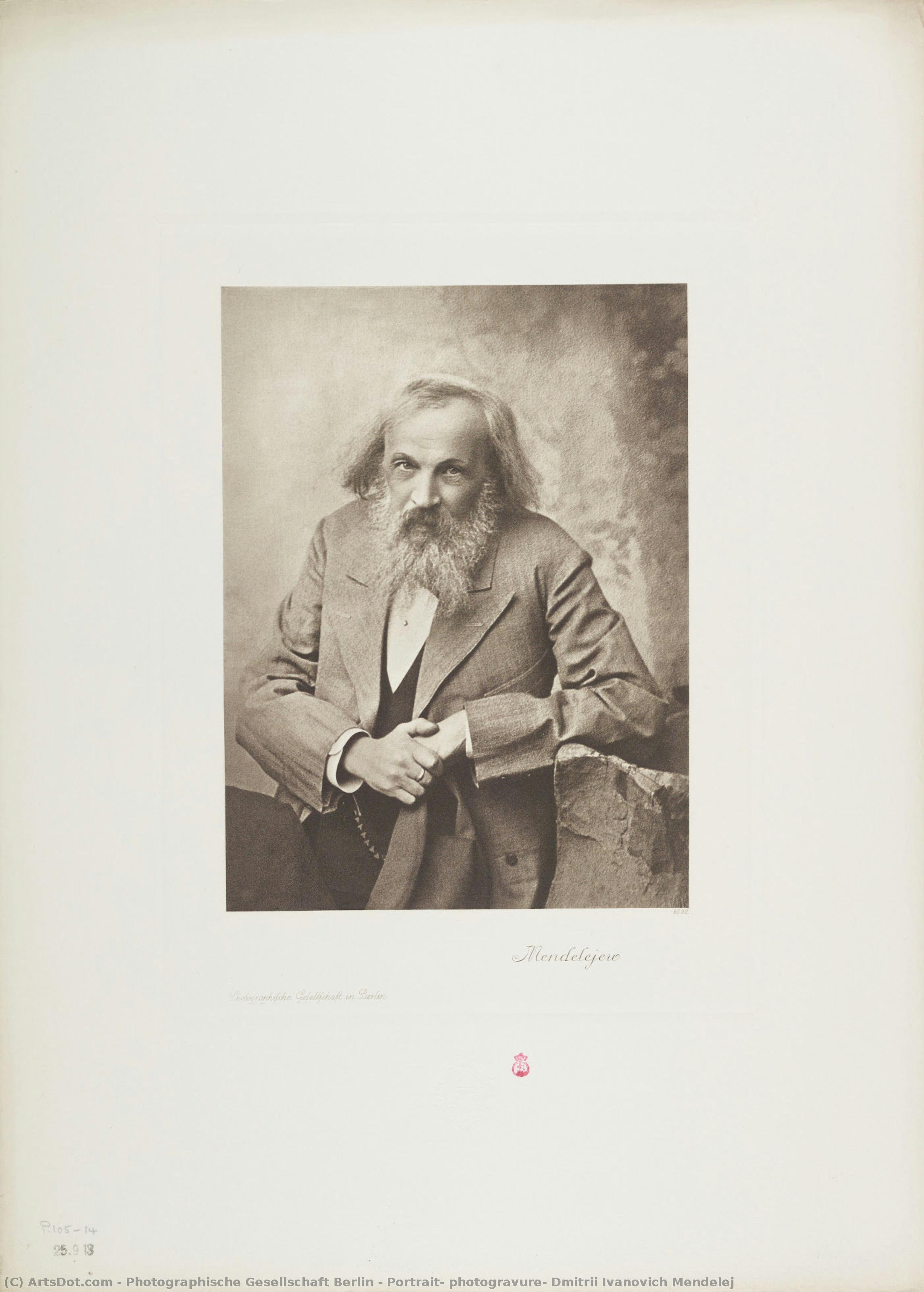 Portrait, Photogravure, Dmitrii Ivanovich Mendelej — Photographische Gesellschaft Berlin