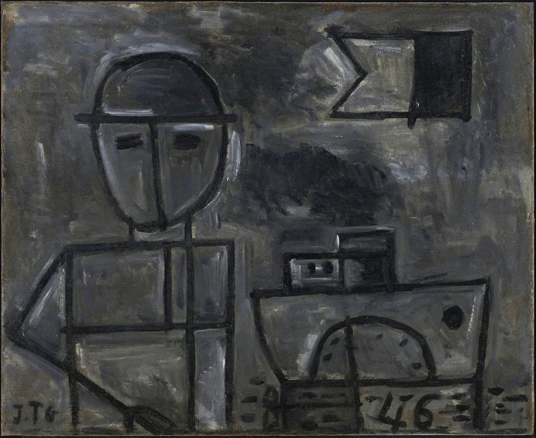 Grafismo Del Hombre Y Barco - (1946) — Joaquín Torres García