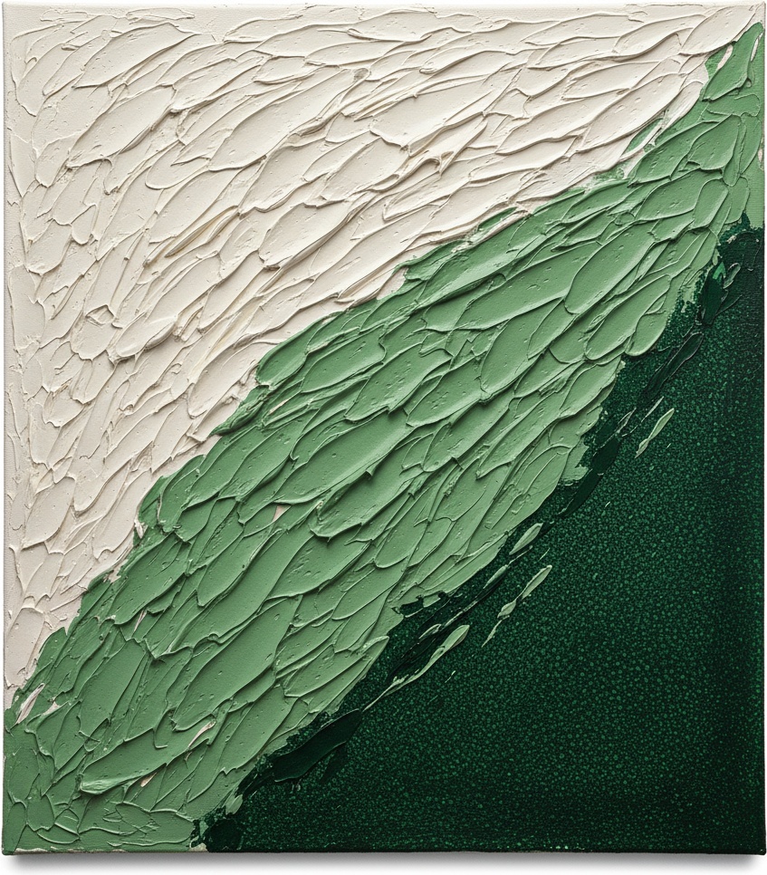 Fragmented Verdure: A Monumental Study In Impasto White And Deep Forest Shadows — David Moreau