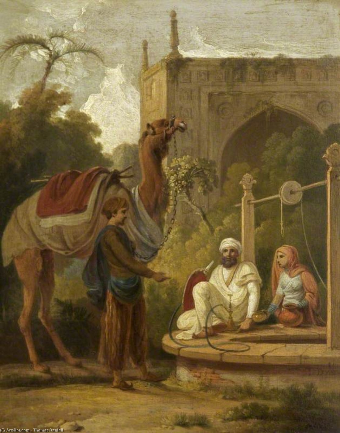 Indian Scene - Figures And A Camel At A Well — Thomas Daniell