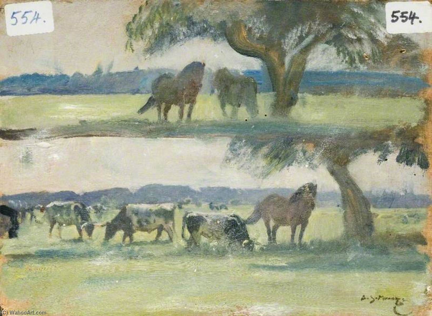 Studies Of Ponies And Cattle (verso) — Sir Alfred James Munnings