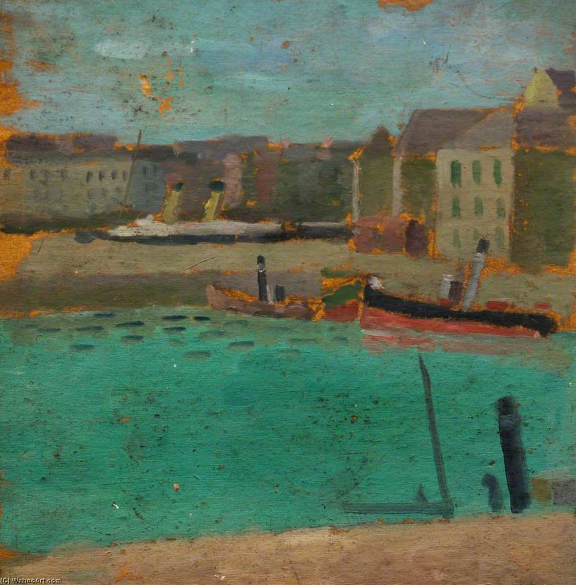 Harbour Scene (recto) — Edward Morland Lewis