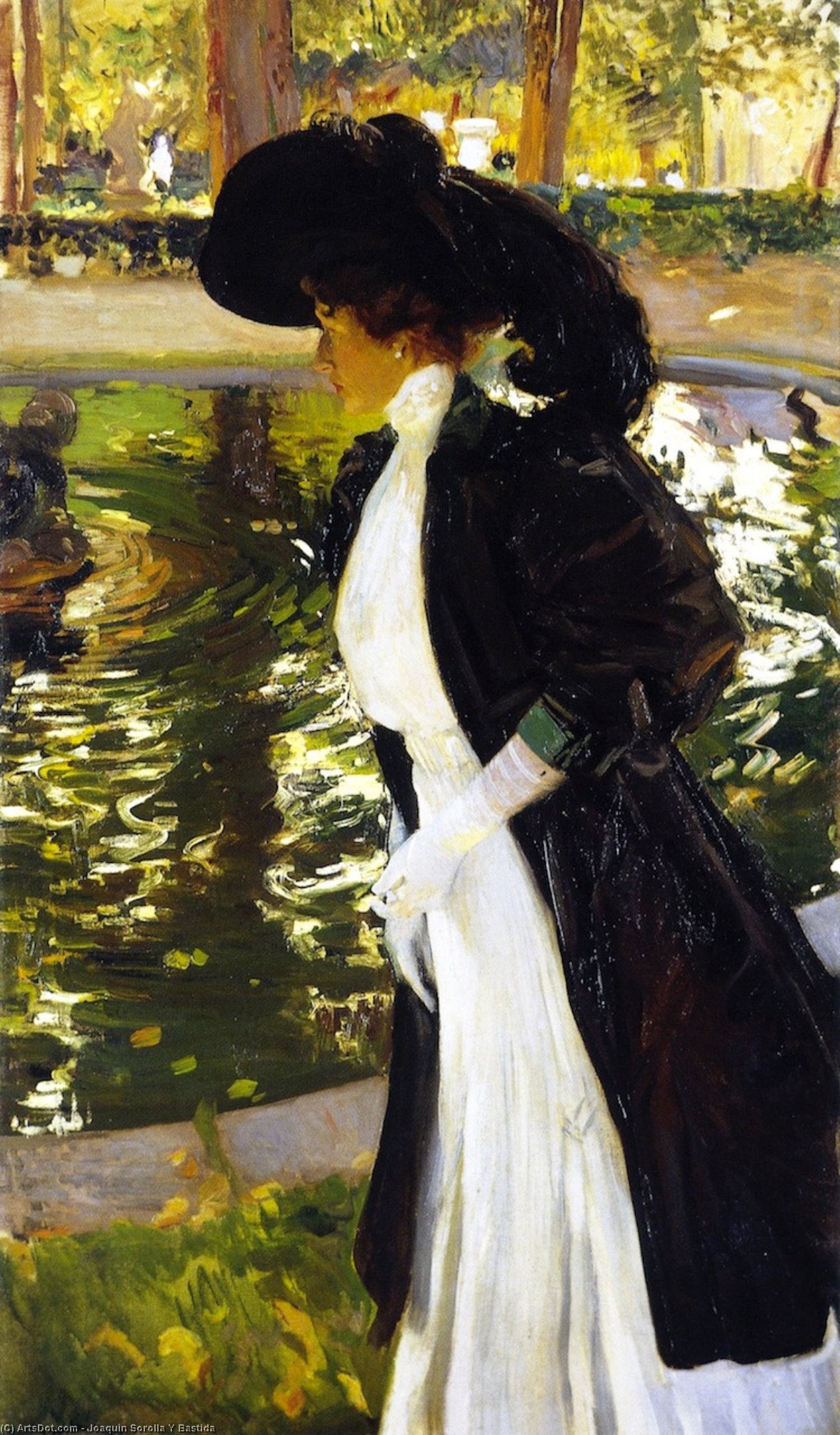 Clotilde Beim Spaziergang In Den Gärten Von La Granja — Joaquín Sorolla Y Bastida
