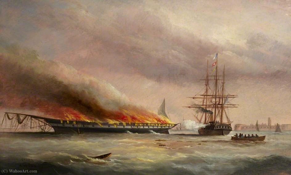 Burning Of The Troopship 'eastern Monarch' At Spithead, June (1859) — Arthur Wellington Fowles