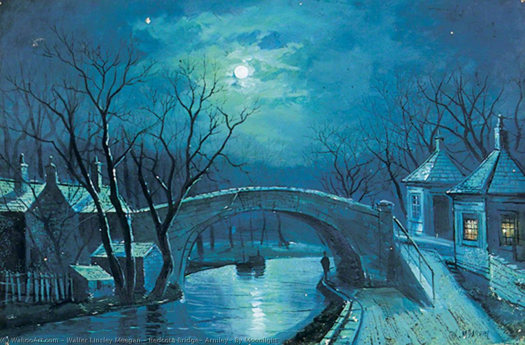 Redcote Bridge, Armley, By Moonlight — Walter Linsley Meegan