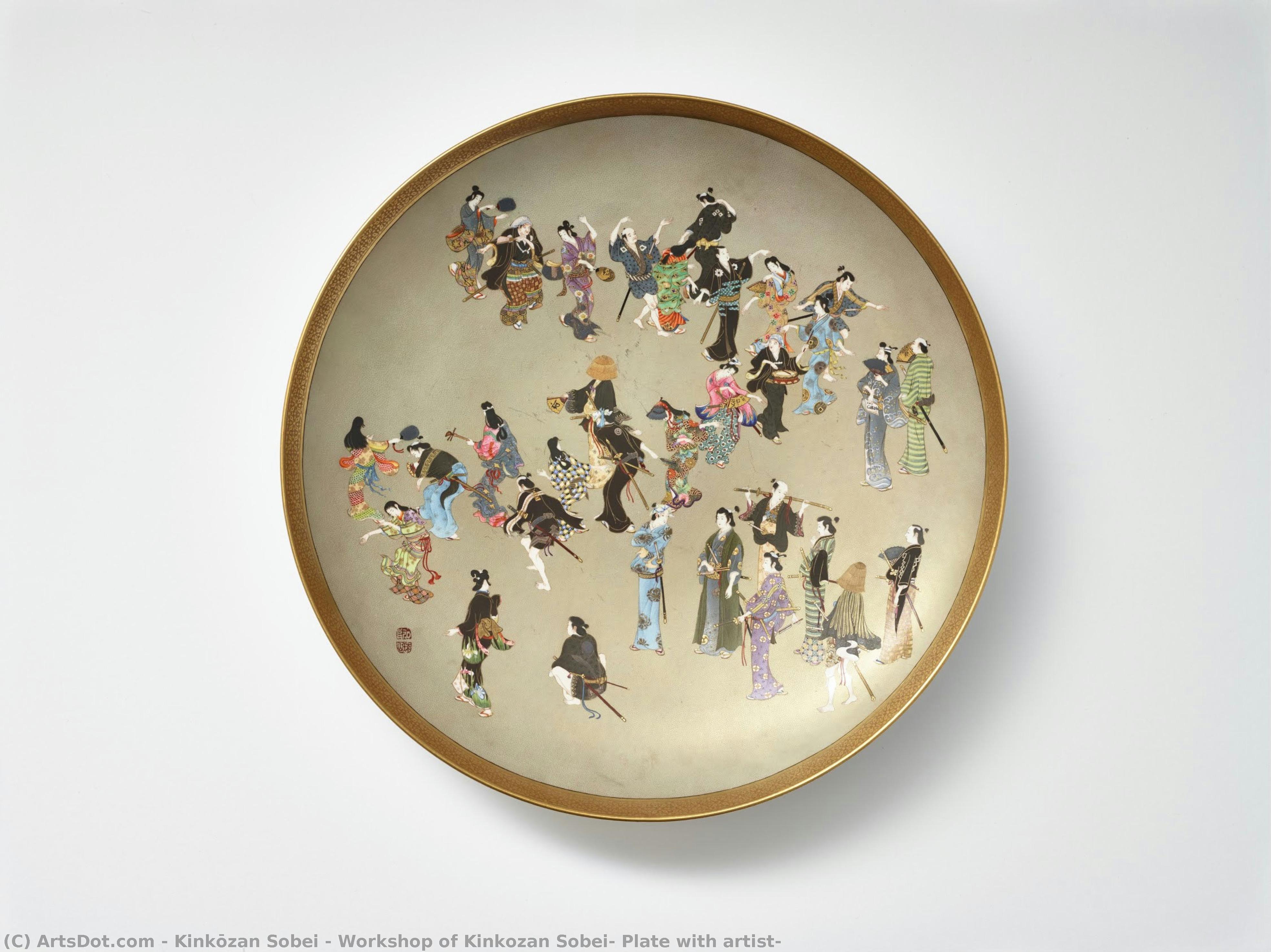 Workshop Of Kinkozan Sobei, Plate With Artist — Kinkōzan Sobei