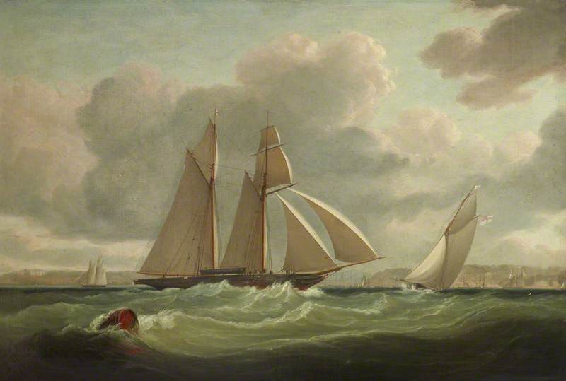 The 'camilla', Of The Royal Yacht Squadron, Owned By Henry Montagu Upton (1799–1863), 2nd Viscount Templeton, Off Cowes — John Lynn