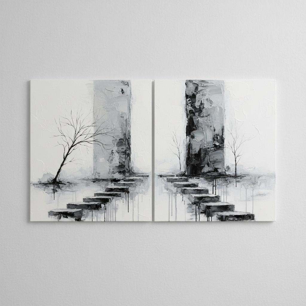 Monolithic Silence: A Singular Diptych Of Ethereal Shadows And Ancestral Stone Paths — Laurent Garnier