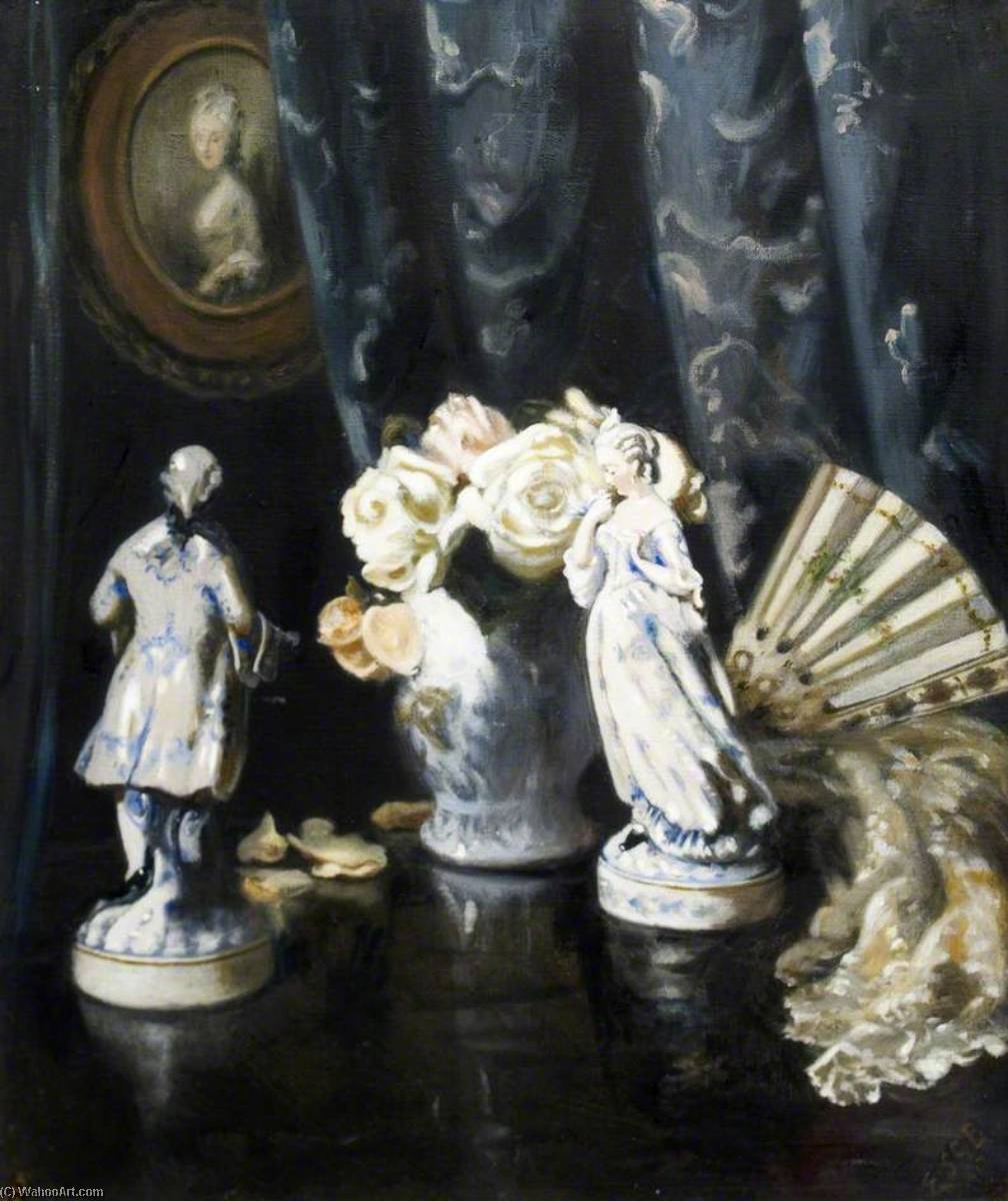 Two Figures And Blue Curtain — Ethel Susan Graham Bristowe
