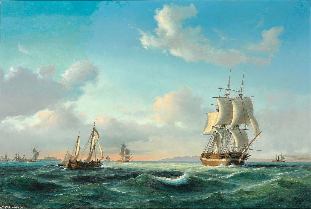 The Sailing Ship ‚johanna‘ And Other Vessels In Sundet Off Kronborg Castle — Anton Melbye (daniel Herman Anton Melbye)
