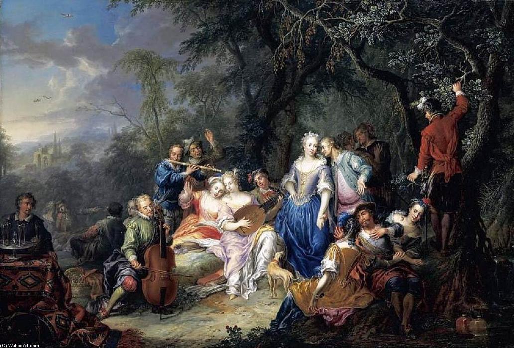 Elegant Company With Figures Playing Musical Instruments — Franz Christoph Janneck