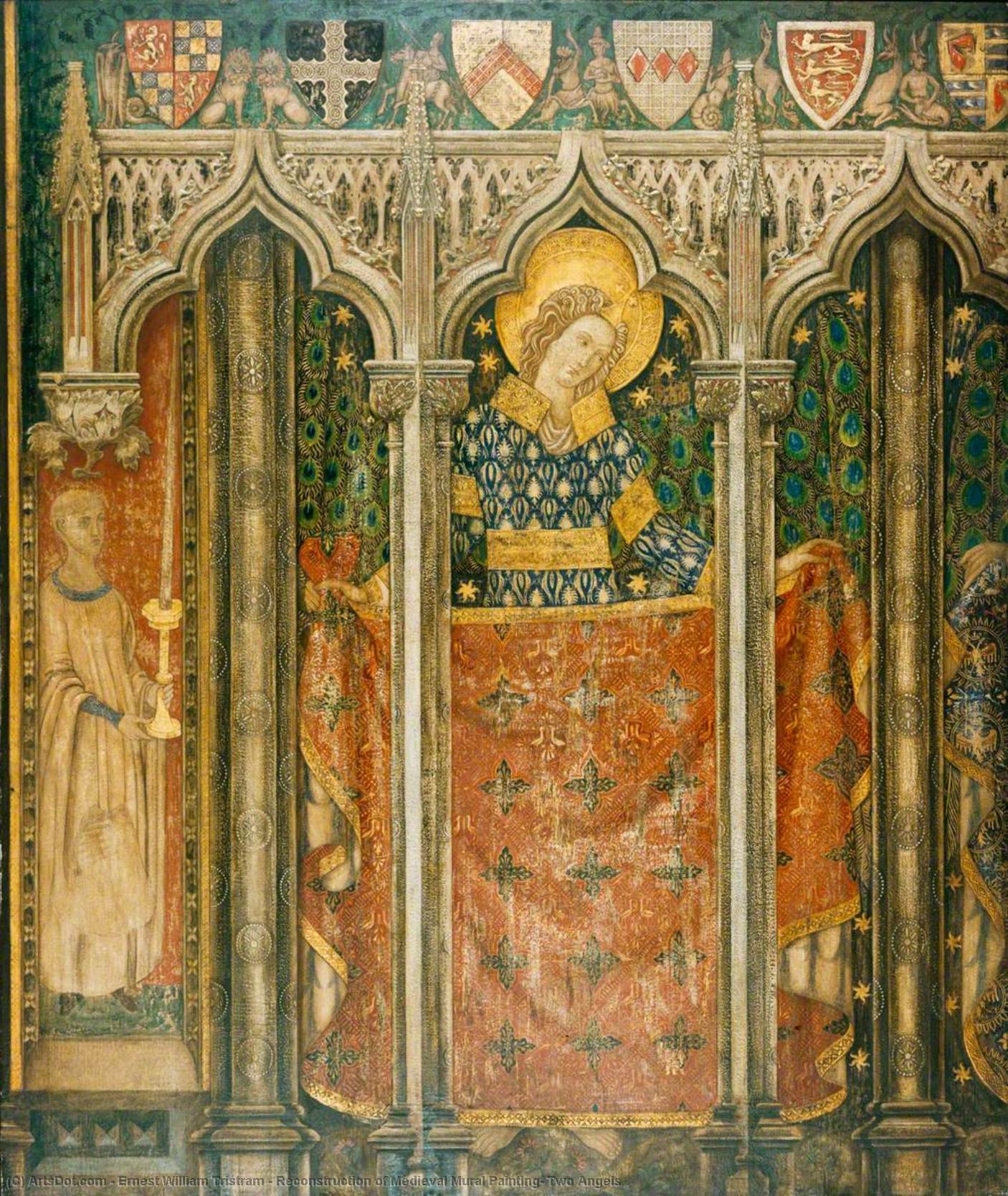 Reconstruction Of Medieval Mural Painting, Two Angels — Ernest William Tristram