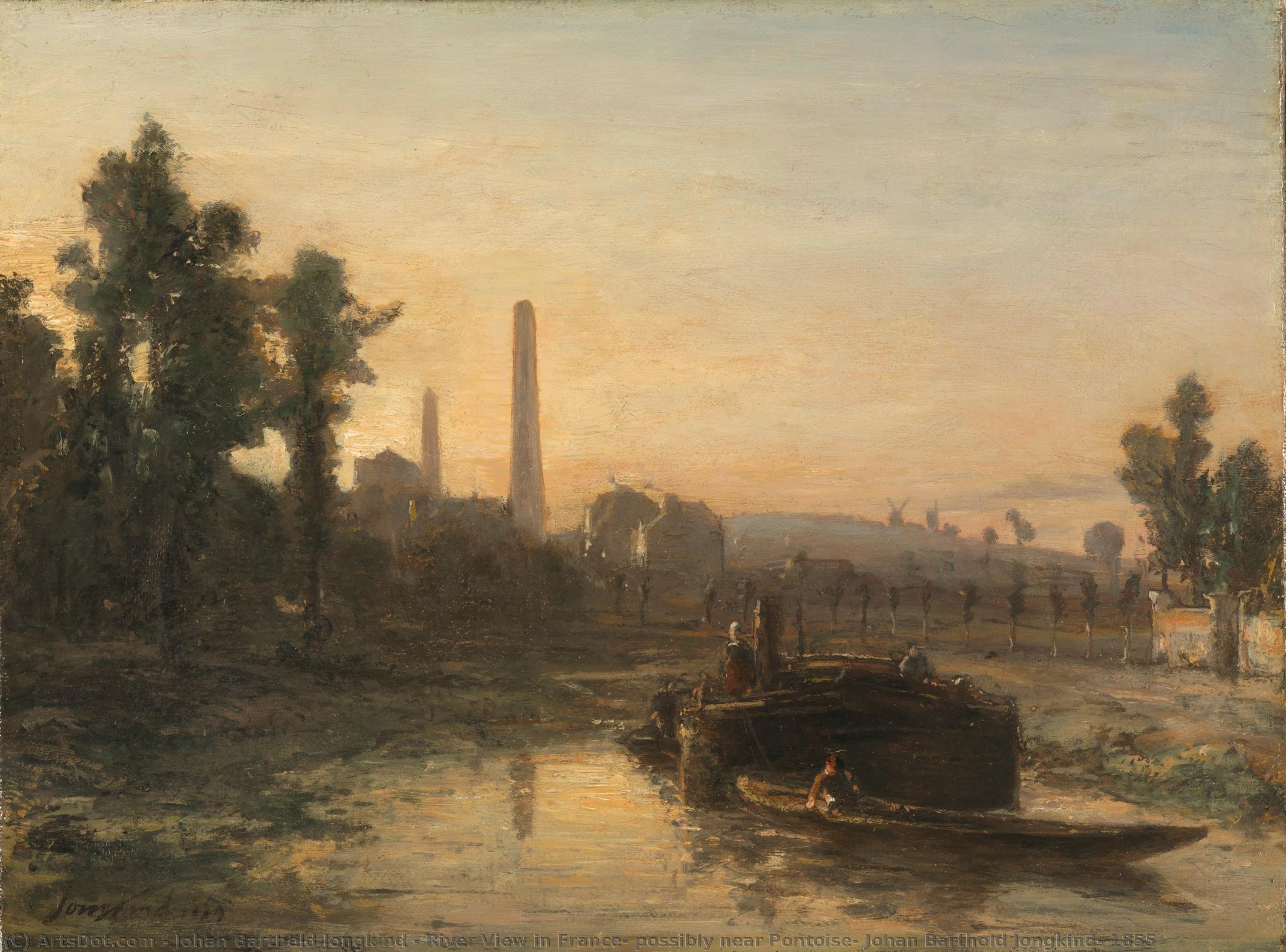 River View In France, Possibly Near Pontoise, Johan Barthold Jongkind, 1855 — Johan Barthold Jongkind