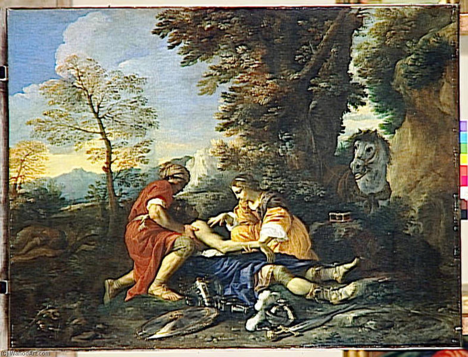 Herminie Et Valfrino Soignent Les Blessures De Tancrede Apres Le Combat D'argante — Da Pier Francesco Mola