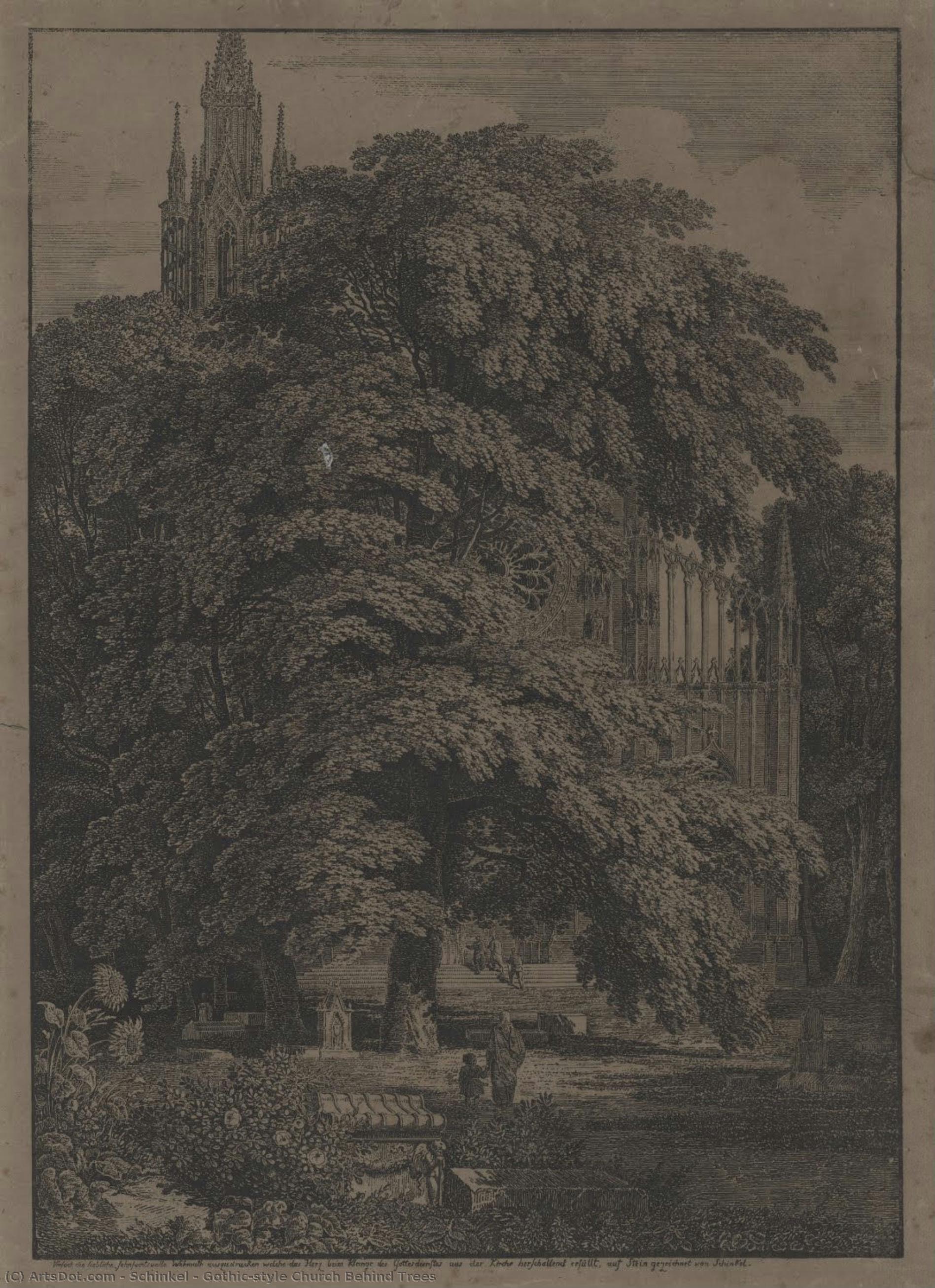 Gothic-style Church Behind Trees — Karl Friedrich Schinkel