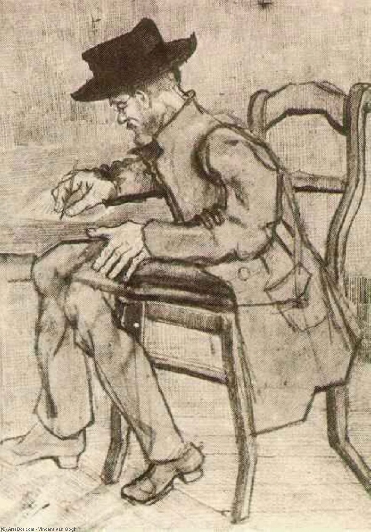 Man Writing Facing Left — Vincent Willem Van Gogh
