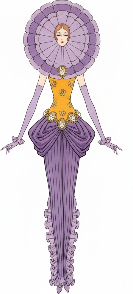 Lavender Petal Collar And Gilded Floral Bodice — Valentin Laurent De Courcey