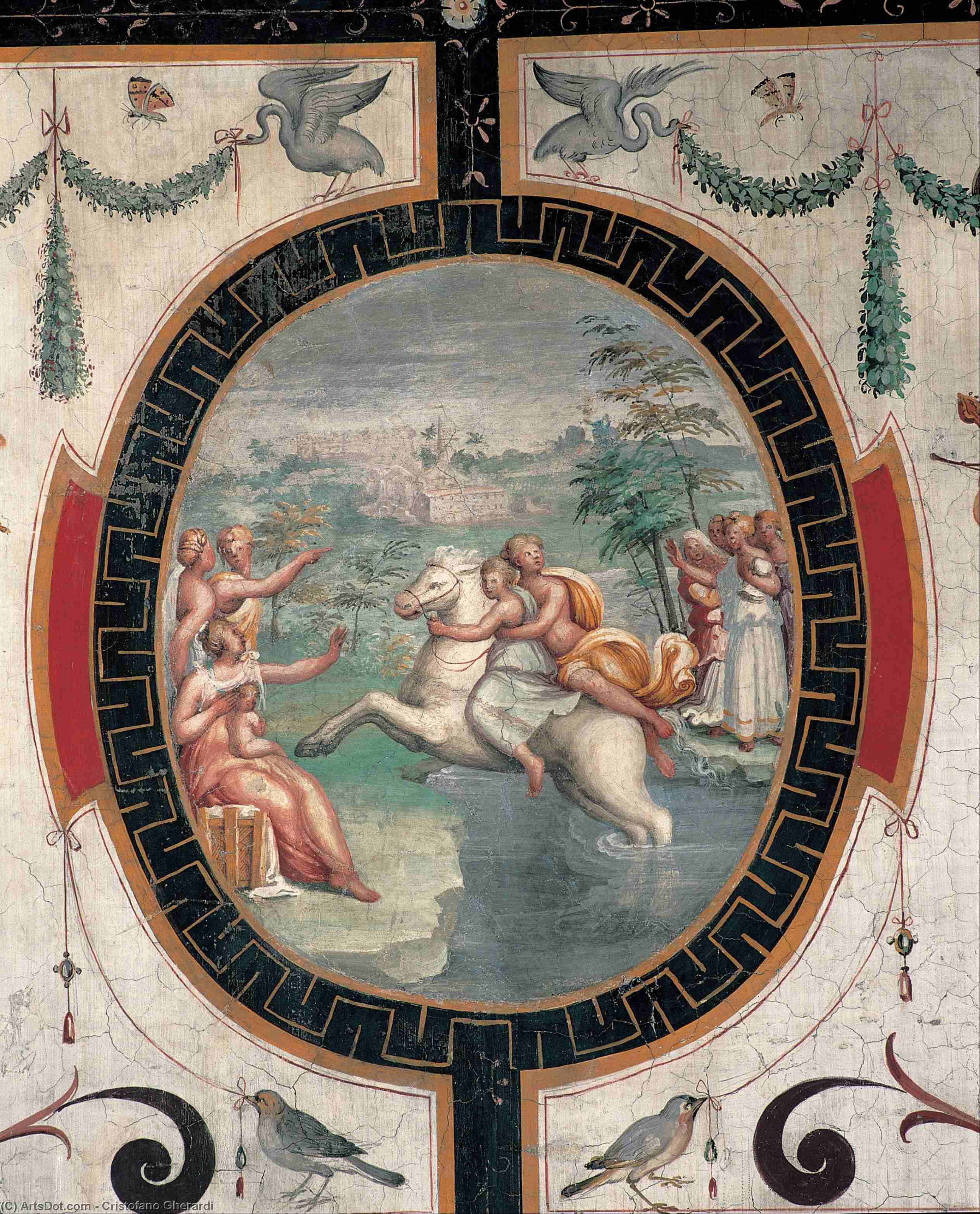 Clelia Crossing The Tiber On A Horse — Cristofano Gherardi